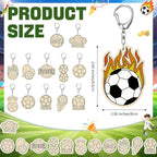 RattanView 24 Pcs Soccer Craft Color Your Own Keychains Diy Craft Wooden Blank - Image 3