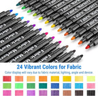 Fabric Markers Permanent For Clothes, 24 Colors Fabric Paint Pens -Waterproof & - Image 2