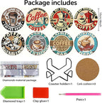 Benjenes 8 PCS Coffee Diamond Art Coasters Kits | Diamond Paintings Coasters - Image 2