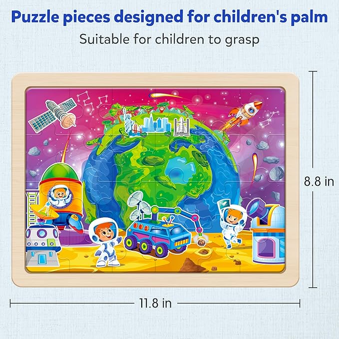 SYNARRY Large US World Earth Solar System Wooden Puzzles - Image 5
