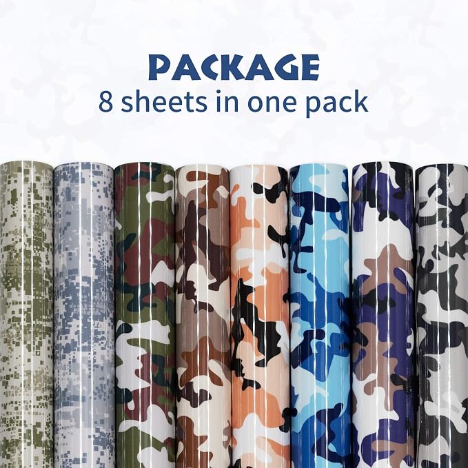 Tintnut Multi-Style Camo Heat Transfer Vinyl, easy cut & weed, stretch washable - Image 6