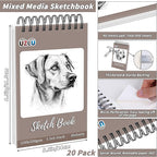20 Pack 800 Sheets Heavyweight Sketchbook 5.5" x 8.5" 200GSM Very Thick Mixed - Image 2