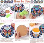 ijbnhd 8 Pcs Butterfly Diamond Painting Coasters Kits - Image 6
