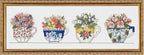 Janlynn Counted Cross Stitch Kit, Row of Teacups, By the yard by Janlynn