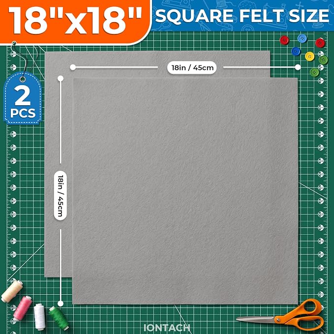 IONTACH 18" X 18" Soft Felt Sheets 1.6mm Thick | Acrylic Felt Fabric Sheets - Image 2