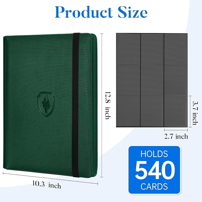 Premium 9 Pocket Card Binder for 540 Cards, Fabmaker PU Cover Trading Card - Image 6