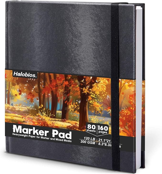 Halobios Square Sketchbook for Drawing, 120 lb/200 GSM Mixed Media Sketchbook by Halobios