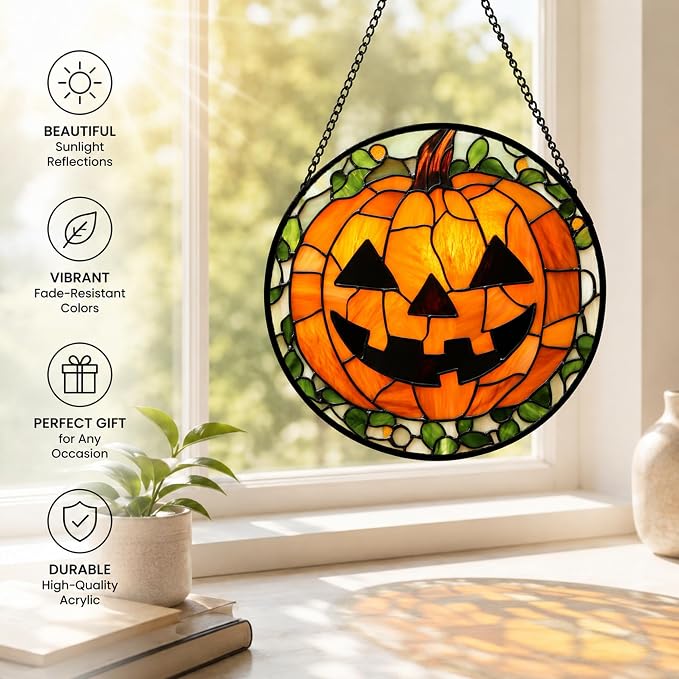 Jack-o'-Lantern Pumpkin Acrylic Suncatcher - Image 5