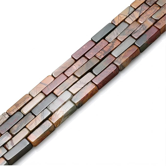 30Pcs 4x13mm Red Creek Jasper Rectangle Tube Beads Jewelry Making | Picasso - Image 6