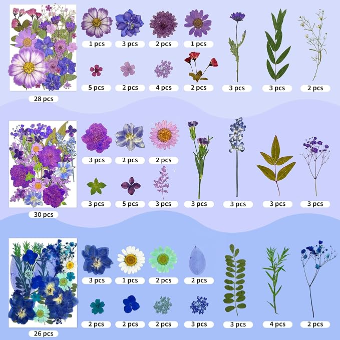 207 Pcs Dried Pressed Flowers for Crafts, Dried Pressed Flowers for Resin - Image 2