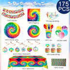 175pcs Tie Dye Birthday Party Supplies, 16 Guests Tie Dye Party Tableware - Image 2