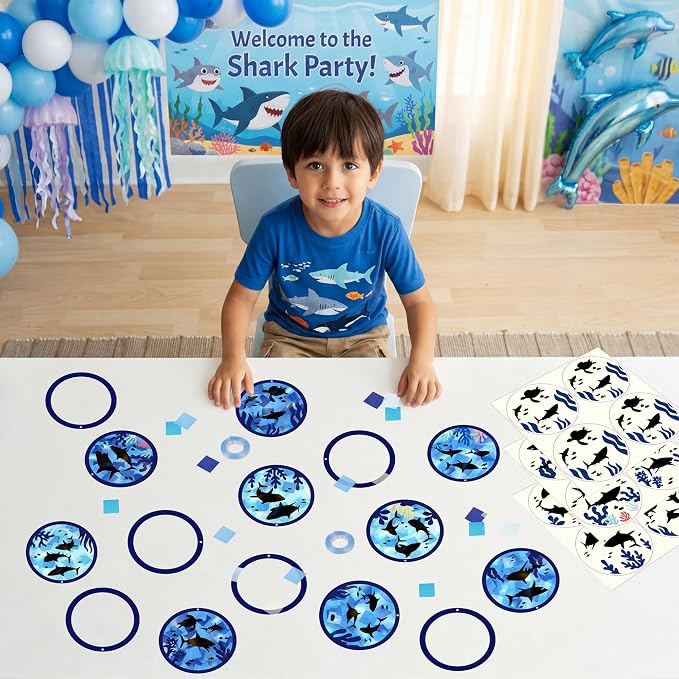 48PCS Summer Crafts: Paper Shark Suncatchers DIY Kits, Window Stained Glass - Image 6
