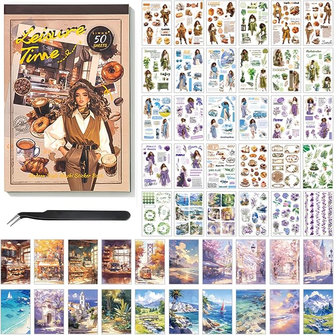 Vintage Washi Stickers for Scrapbooking, People Sticker Book for Journaling by Ahmagen