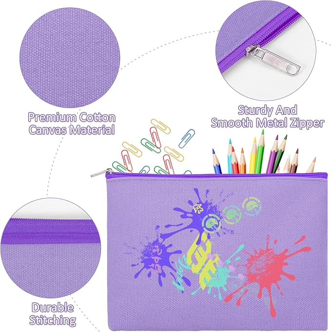 12 Pieces Cotton Canvas Makeup Bag, Blank DIY Craft Bag - Image 6