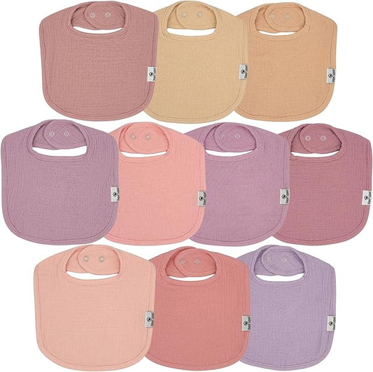 DiaperSquad's Baby Bibs for Drooling and Teething, Bibs for Boys, Baby Girl - Solid Cotton Baby Drool Bibs