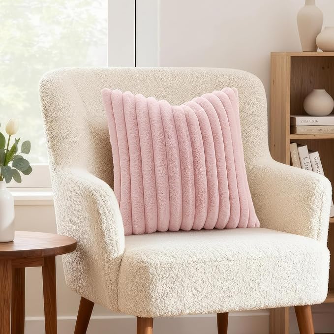 decorUhome Summer Cozy Faux Fur Throw Pillow Covers 22x22 Set of 2 Decorative - Image 4