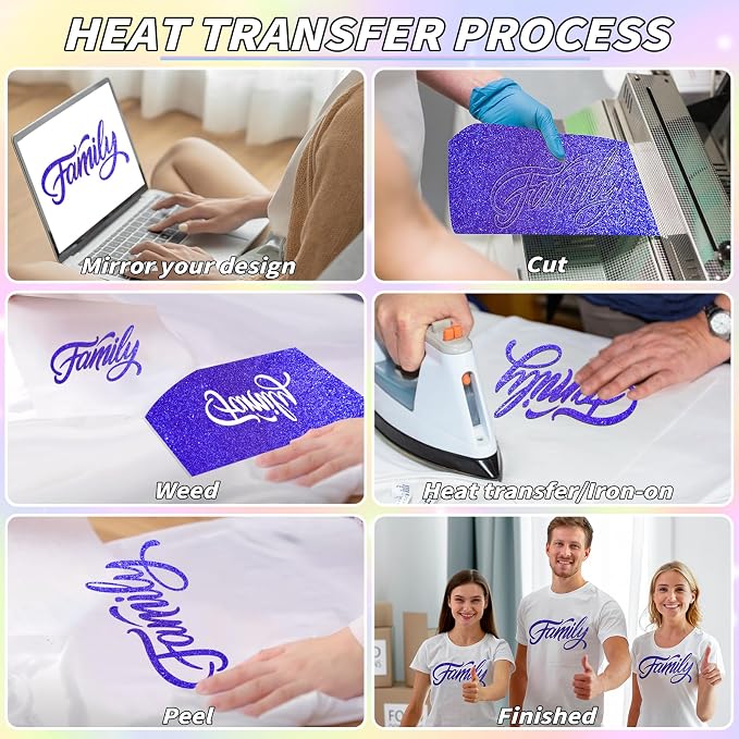 30 Pack Glitter HTV Vinyl 12" x 3FT Heat Transfer Iron On Vinyl Bundle | 30 - Image 4