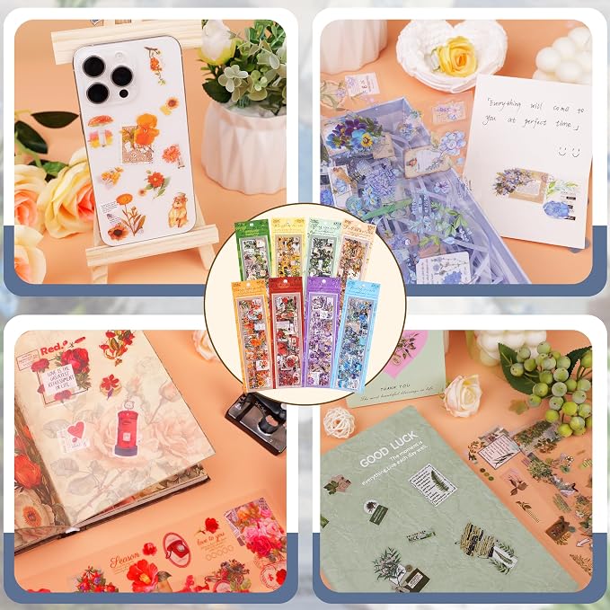 555Pcs Flower Stickers Journal Vintage Scrapbook Floral Plant Sticker | Flower - Image 6