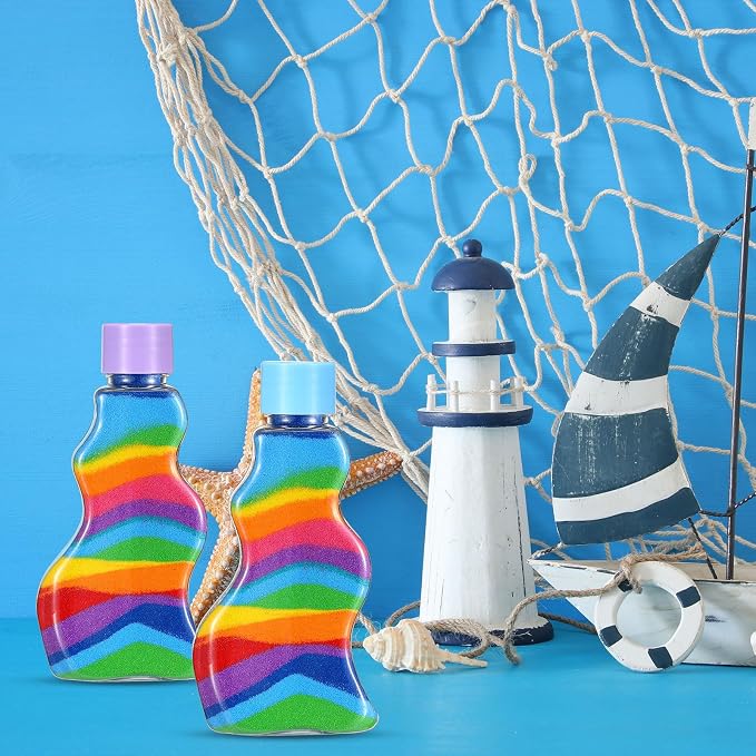 Nuenen 100 Pcs Sand Art Bottles Bulk Wave Shaped Plastic Bottles - Image 5