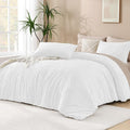 Andency White Comforter Set Queen Size, Boho Lightweight Fluffy Bedding by Andency