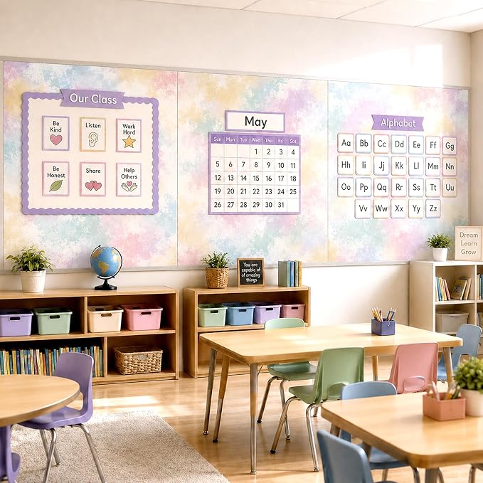 Pastel Tie-Dye Bulletin Board Roll Non-Woven Fabric Poster 16in X 20ft | Back - Image 7