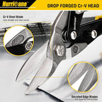 HURRICANE 3 pc Aviation Tin Snips Set, 10 Inch Metal Shears - Image 5