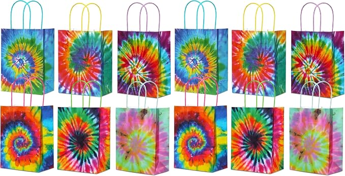 TaoBary 48 Pieces Tie Dye Party Gift Bags Tie Dye Party Favor Colorful Rainbow by TaoBary