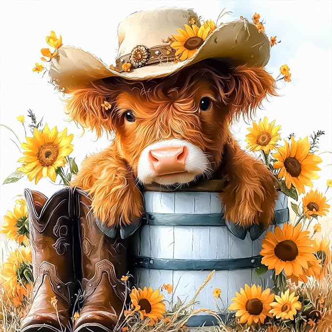 Lxmsja Cow Flower Diamond Art Kits by Lxmsja