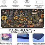 Retro Mouse Pad XXL， Flower Sunflower Plant Desk Mat, Long Computer Mat - Image 2