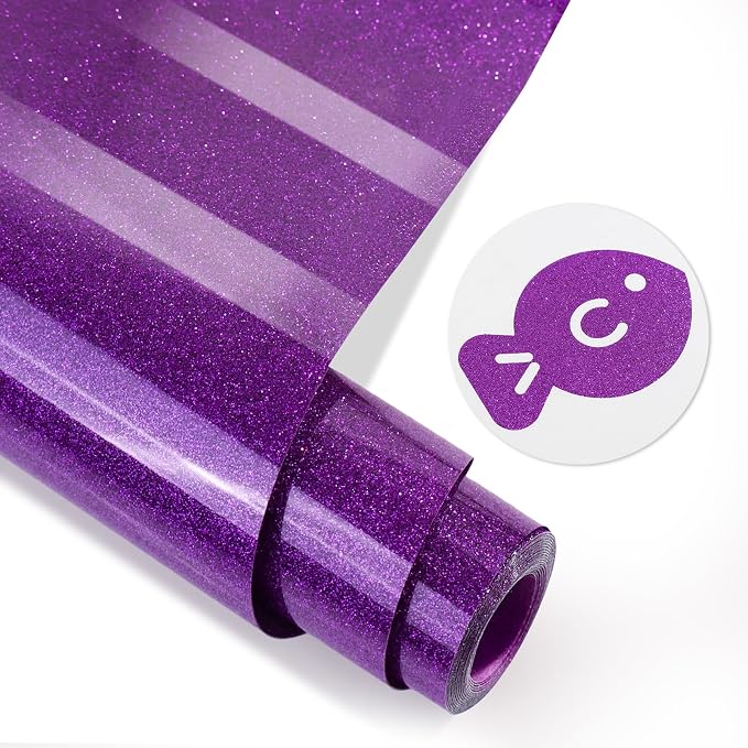 Purple Glitter HTV Heat Transfer Vinyl, Glitter Iron on Vinyl Roll 10" x8ft | by MEVOREW