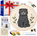 Eflin Punch Needle Kits Adults Beginner, Cute Scottish Fold Cat Punch Needle Kit by Unknown