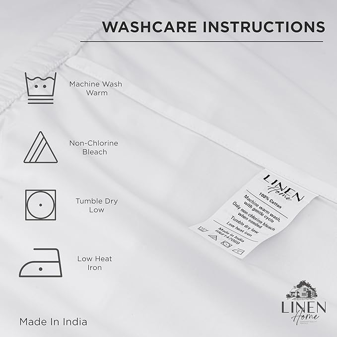 Linen Home 100% Cotton Percale Weave Fitted Sheet, Twin Size, Frosty Green - Image 5