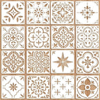 Yuanchu 16 Pack Tile Stencils Set, Reusable Spanish Mexican Talavera Stencil by Unknown