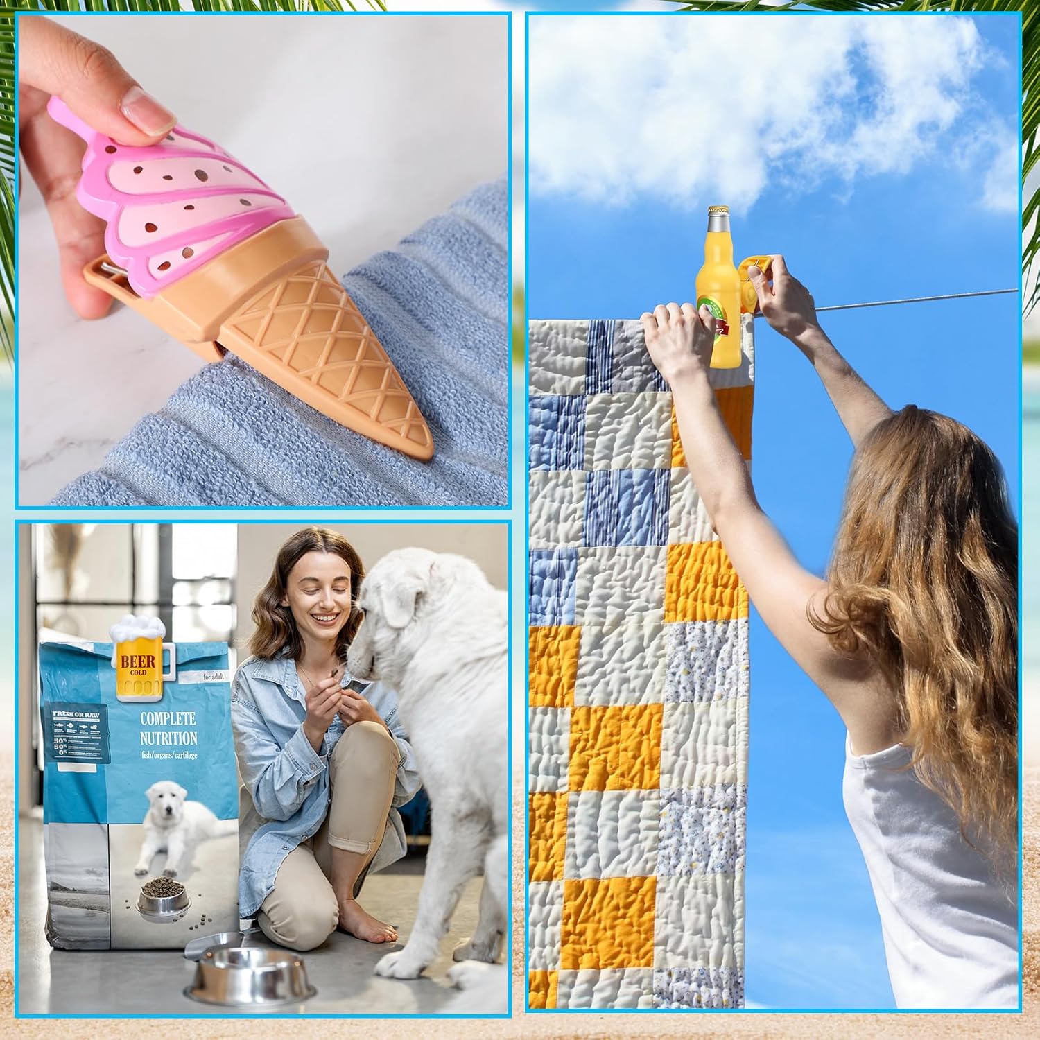 Honoson 12 Pcs Beach Towel Clips Beach Chairs Clips Plastic Swimming Pool Towel Holders Jumbo Size Funny Clothespins for Patio Holiday Pool Blanket Decoration (Vibrant)