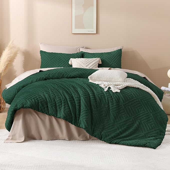 Andency Dark Emerald Green Oversized King Comforter 120"x120", 3 Pieces Super - Image 2