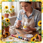 Hollowfly 2 Pack Ready to Paint Your Own Sunflower Highland Cow Statue Spring - Image 7