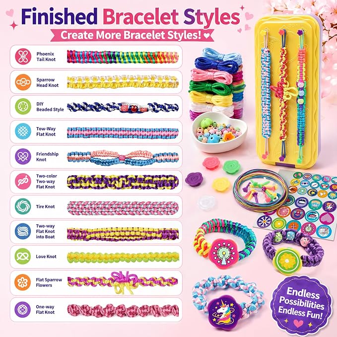 DDAI Arts and Crafts for Kids Age 8-12 Friendship Bracelet Making Kit for Girls - Image 3
