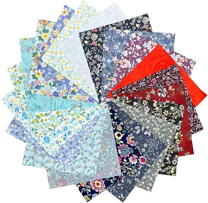 HANPATQUI 50PCS 5 x 5 inch Floral 100% Cotton Fat Quarters Fabric - Image 4