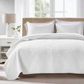 FLYMME Queen Quilt Bedding Set White Lightweight Bedspreads Full Size, Modern by FLYMME