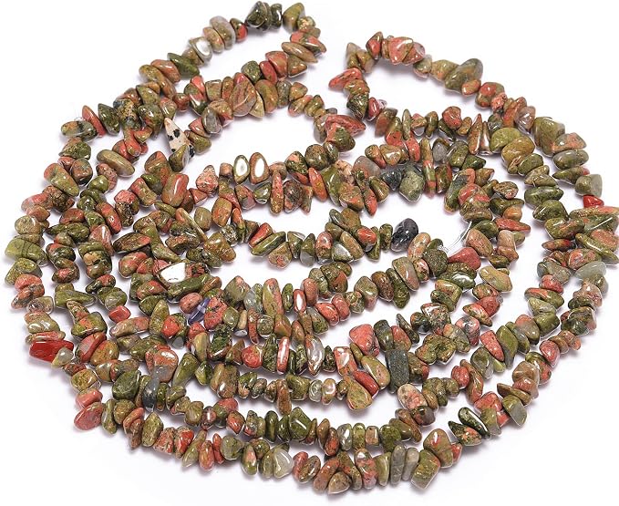 400Pcs 5-8mm Natural Unakite Chip Stone Beads | Pre-Drilled Irregular Healing - Image 6