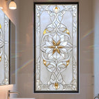 Stained Glass Window Privacy Film: Non-Adhesive Sun and Landscape Mosaic Design by AOHMPT