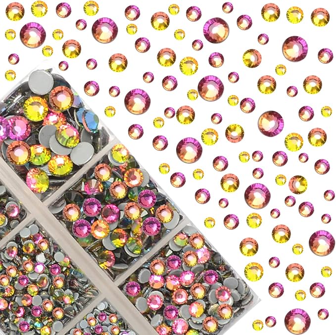 4000Pcs Mixed Size Hot Fix Round Crystals Gems Glass Stones Hotfix Flat Back - Image 2