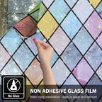 Stained Glass Window Film, Window Privacy Films, Colorful Lattice Window Tint - Image 6