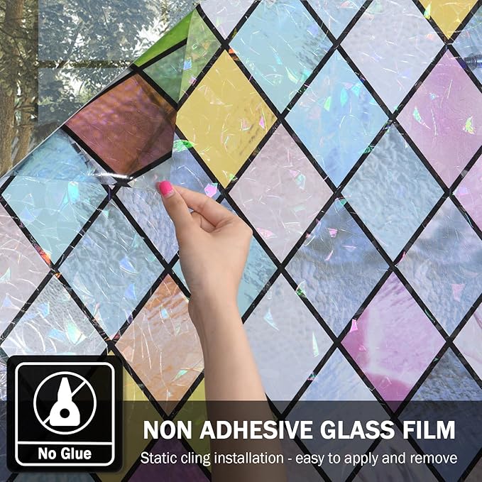 Stained Glass Window Film, Window Privacy Films, Colorful Lattice Window Tint - Image 6