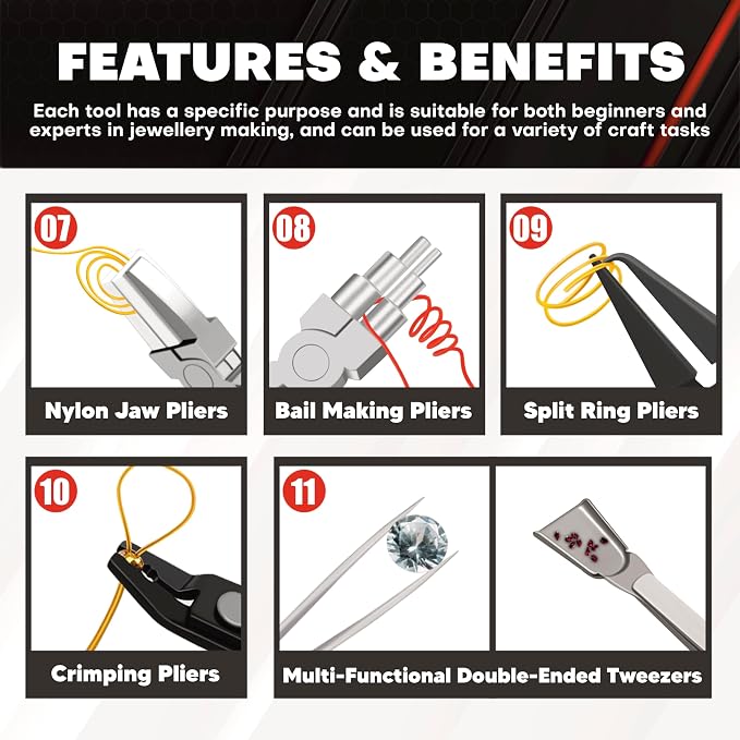 C&T 11-Piece Jewelry Plier Sets, Jewelry Making Tools Kit, Micro Jewelry Pliers - Image 5