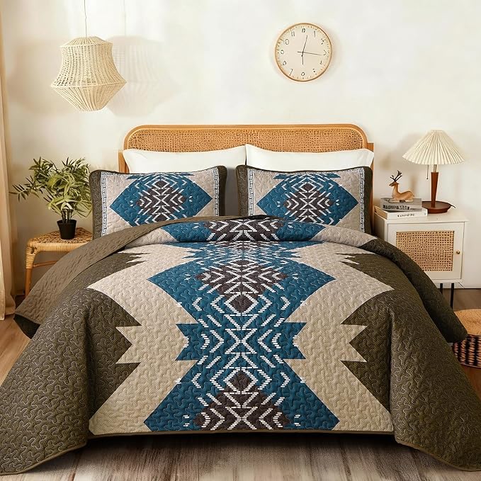 Dintszyayue Boho Quilt Set King Size, 3 Pieces Texture Southwestern Bedding Set - Image 9