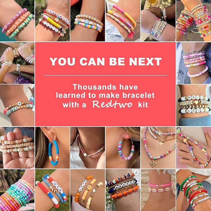 Redtwo 10000 Pcs Clay Beads Bracelet Making Kit, 3 Boxes 60 Colors Flat Preppy - Image 9
