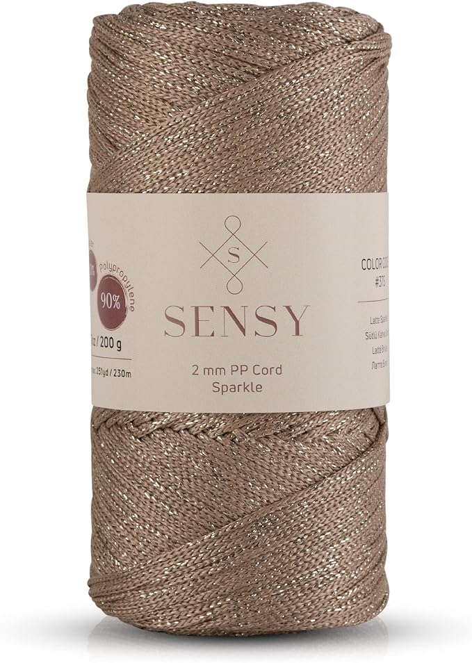 Sensy Premium 2mm 251 Yards Sparkle Polyester Rope 90% Polypropylene 10% by SSENSY