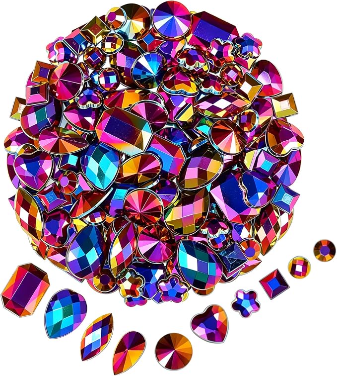 1200 Pcs AB Rhinestones for Bedazzling, Rainbow Effect Craft Gems for Crafting by Unknown