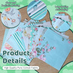 84 Pcs Green Floral Patterns Cotton Fabric Squares, Cotton Quilting Fabric - Image 3
